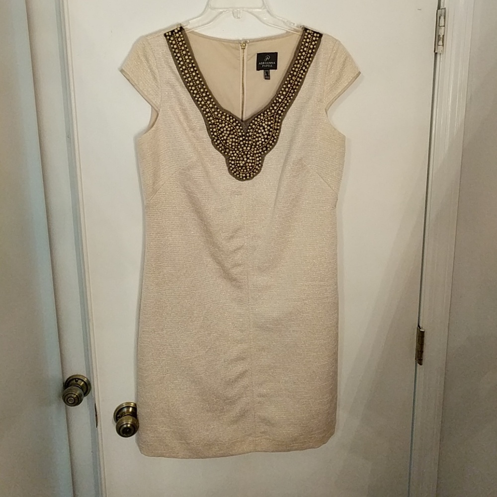 Adrianna Papell Embellished Woven Sheath Dress, 8